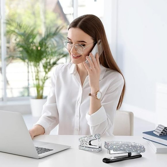 6 Pcs Bling Office Desk Accessories Set Crystal School Stationery Kit - Picture 6 of 6